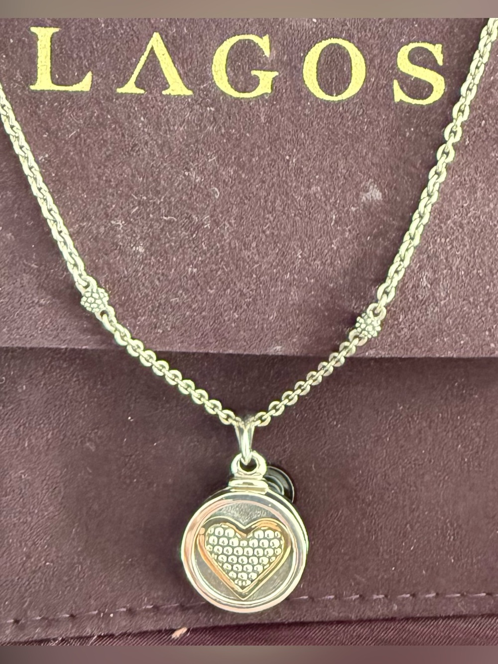 Lagos Two-Tone 925/750 Heritage Heart Locket Pendant 18" Necklace